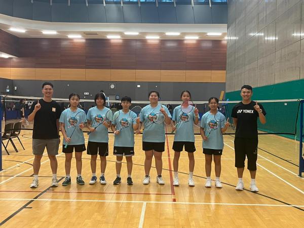 Girl's Grade A Badminton Team for winning the championship in the Yuen Long Inter-School Competition