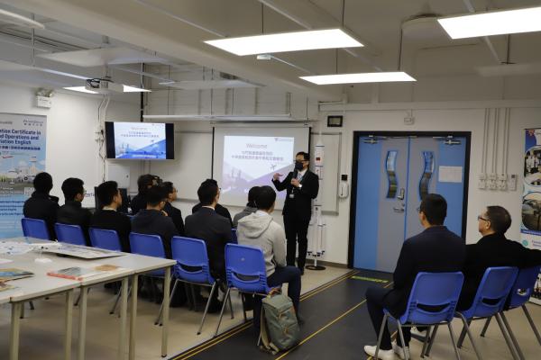 Tuen Mun District Council members visited C.Y.M.C.A. Secondary School to study the development of aeronautical science and technology programmes for students
