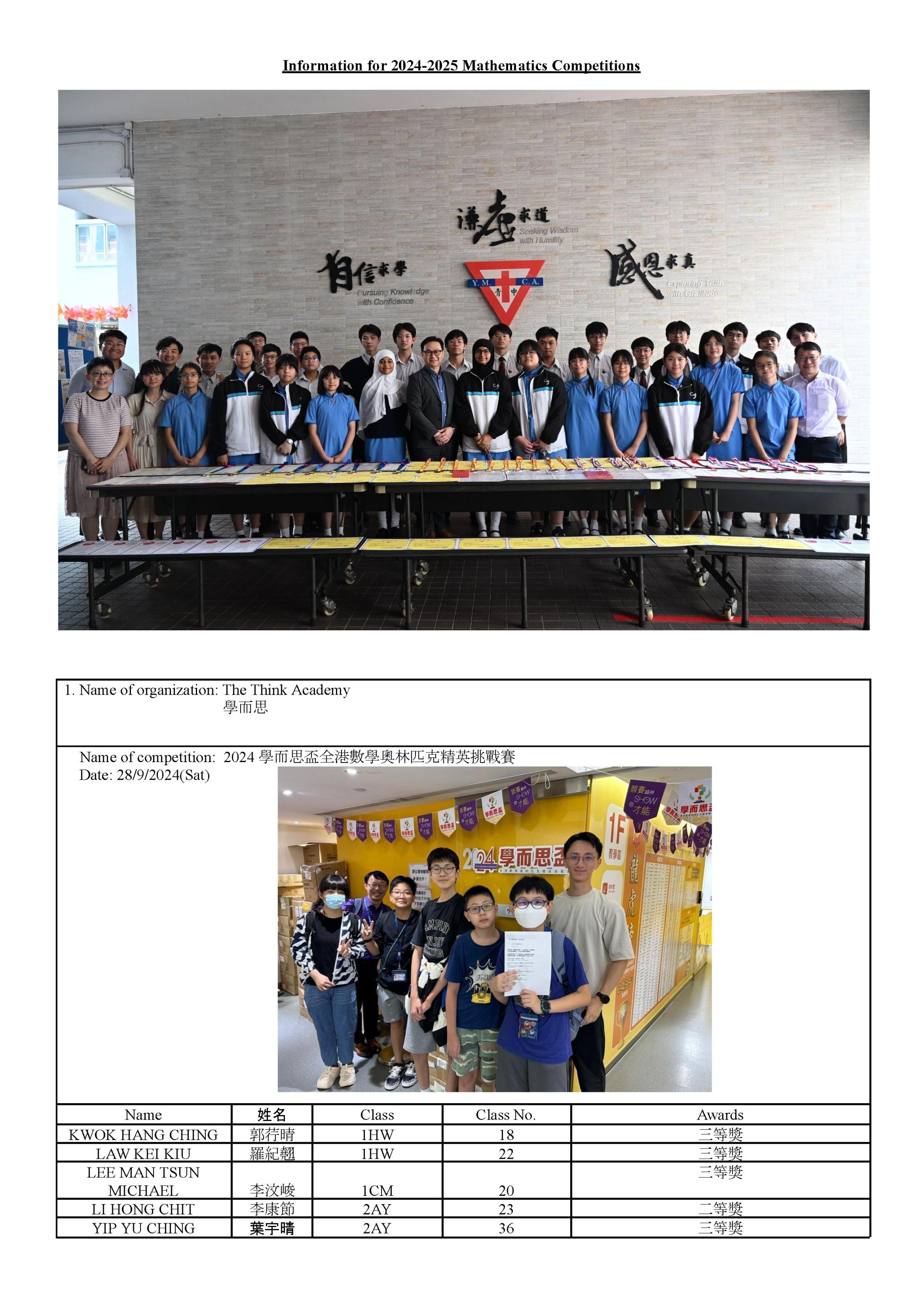2024-2025 數學校外比賽資料總結
