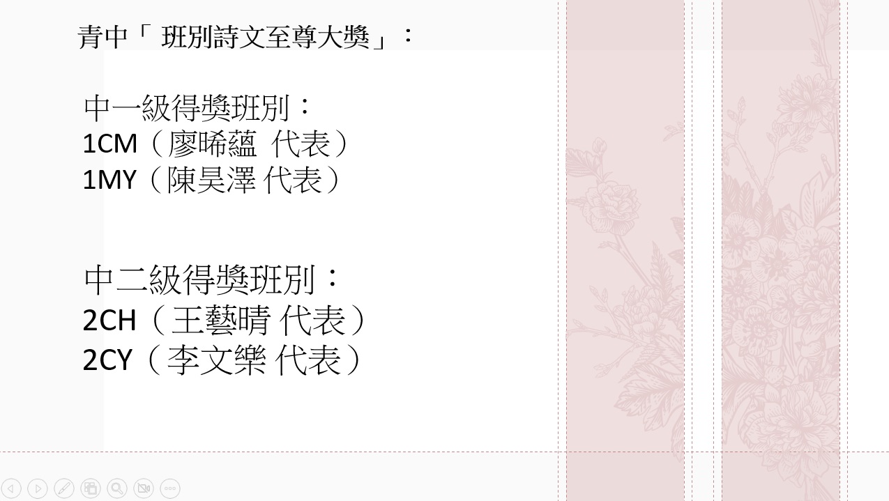 中一及中二級 中文詞曲背誦及問答比賽頒獎