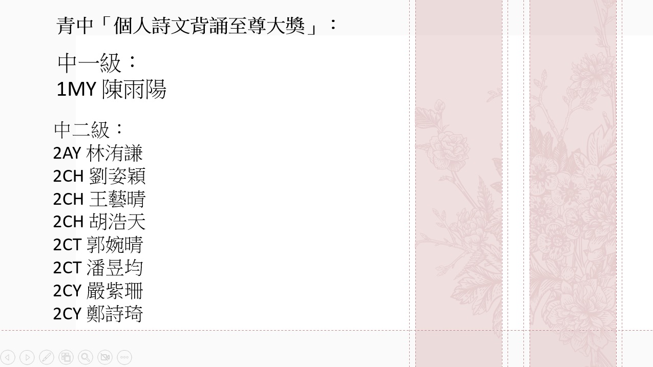 中一及中二級 中文詞曲背誦及問答比賽頒獎